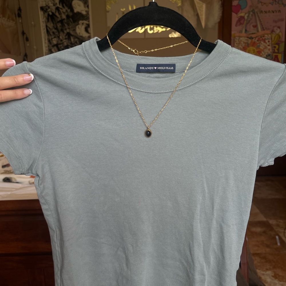 Brandy Melville Light Blue Crew Neck Top